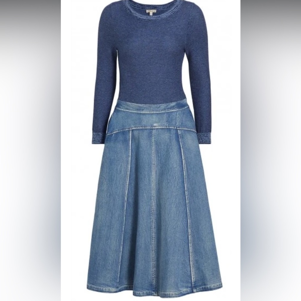 Shoshanna Maxwell Denim Combo Midi Dress